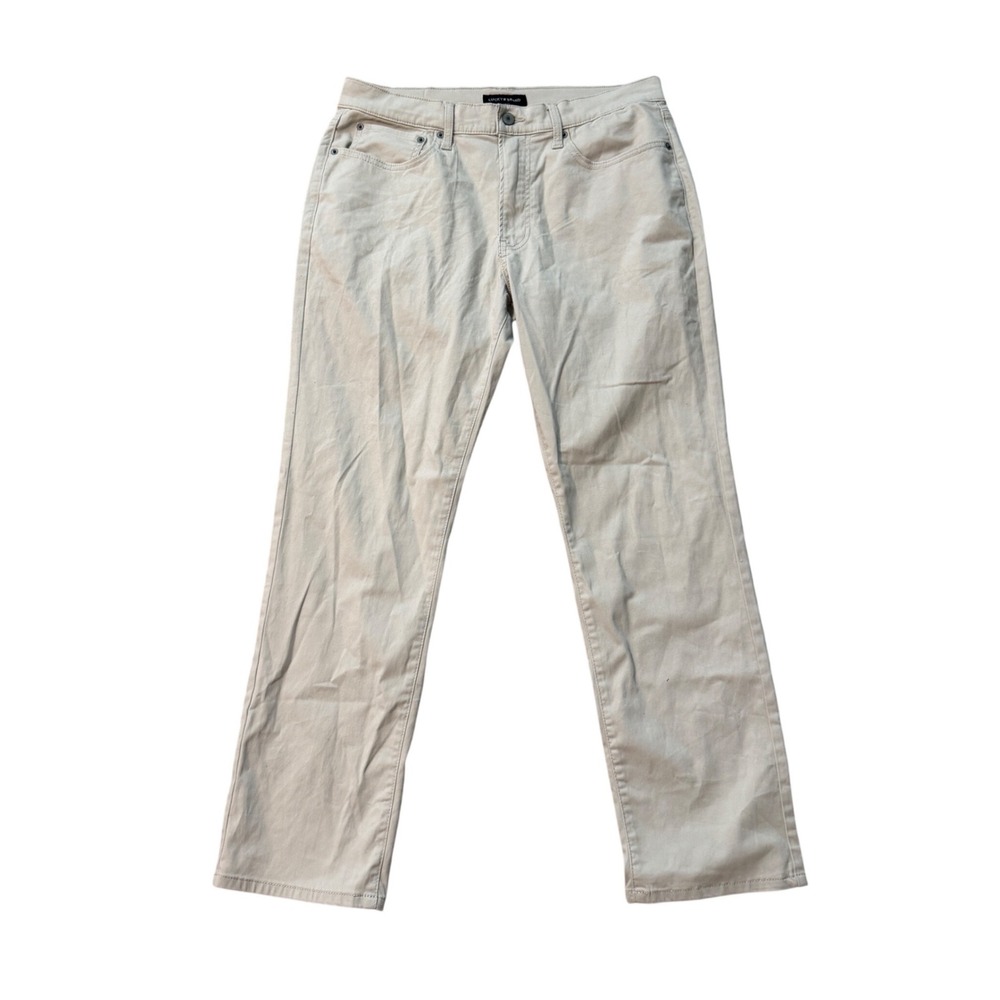 Lucky Brand 121 Slim Straight Pants Mens 34x30 Khaki Tan Five Pocket Trousers